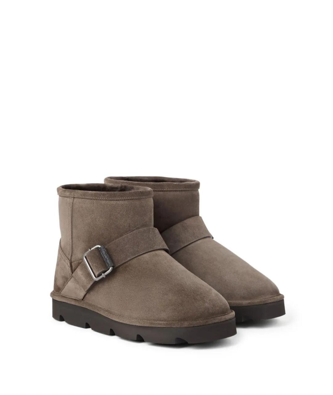 BRUNELLO CUCINELLI Коричневые замшевые ботинки, фото 3