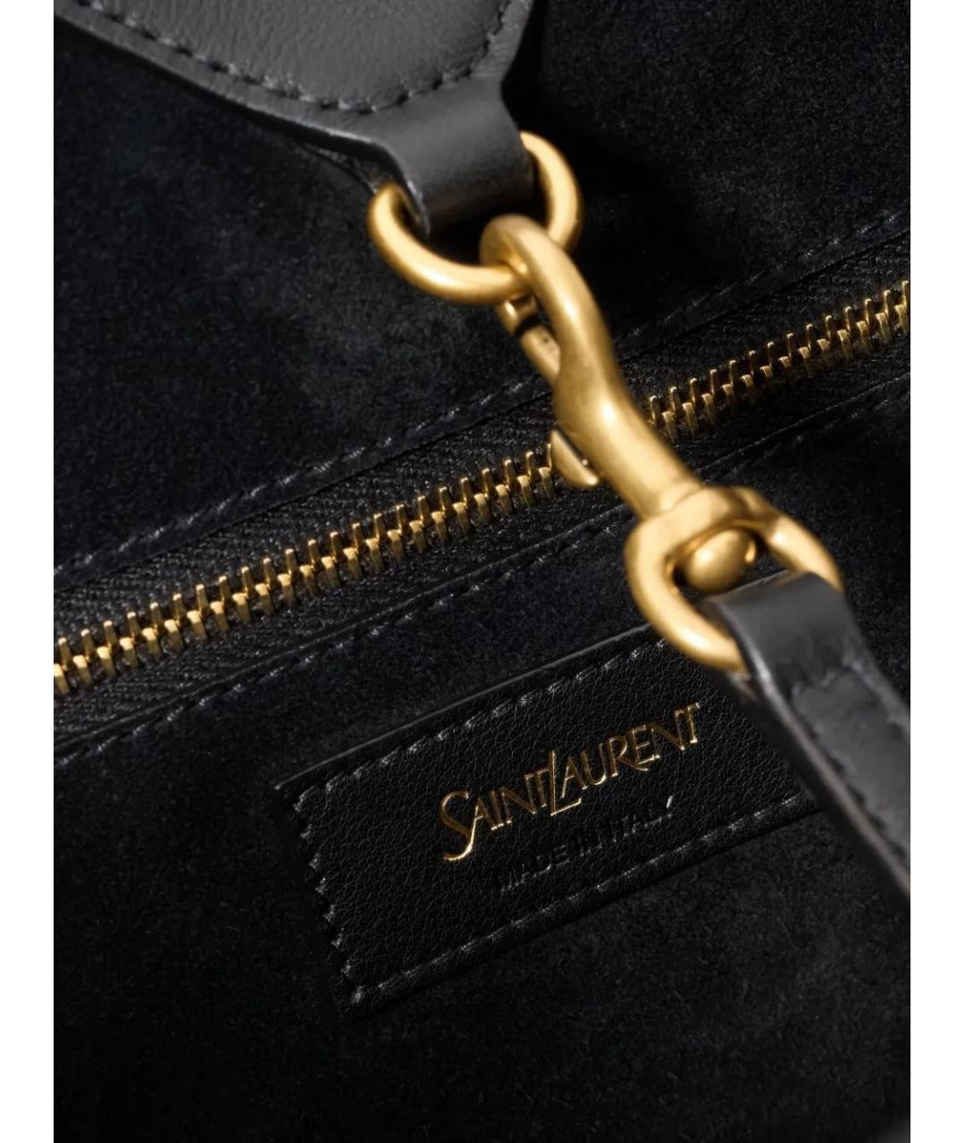 SAINT LAURENT Черная кожаная сумка тоут, фото 5