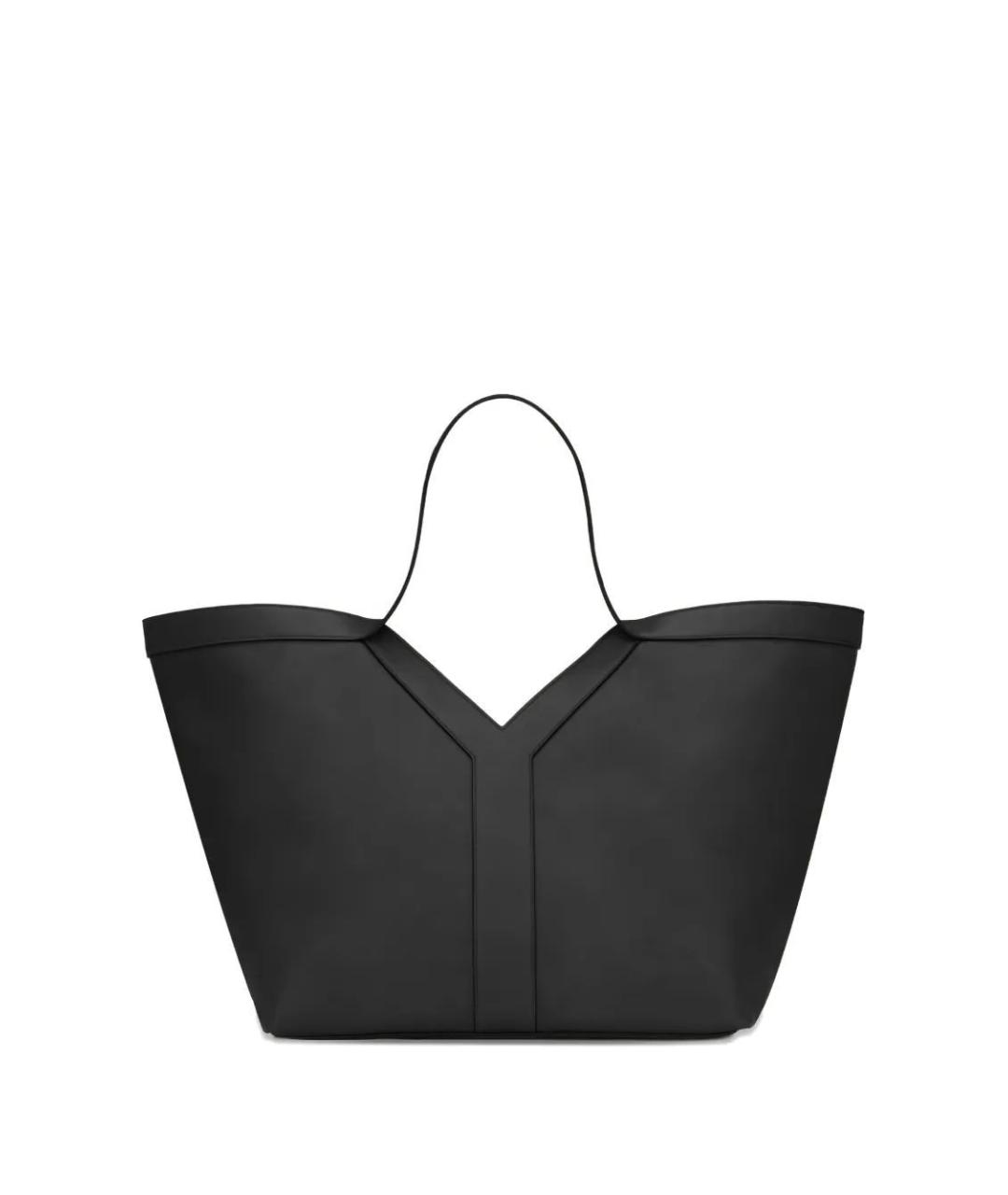 SAINT LAURENT Черная кожаная сумка тоут, фото 2