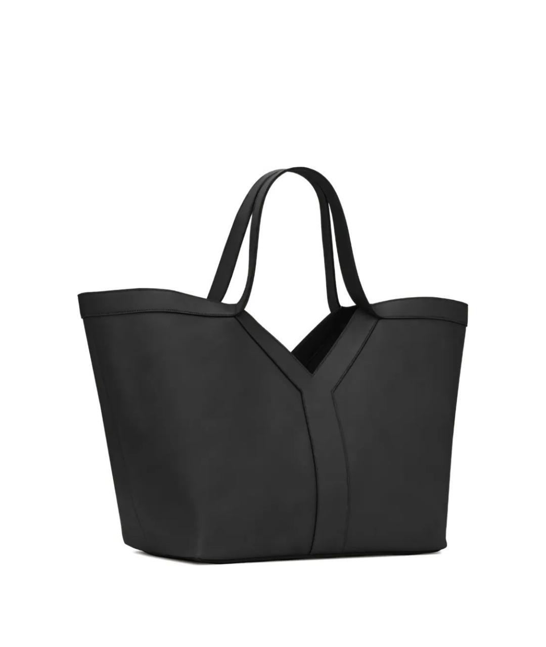 SAINT LAURENT Черная кожаная сумка тоут, фото 3