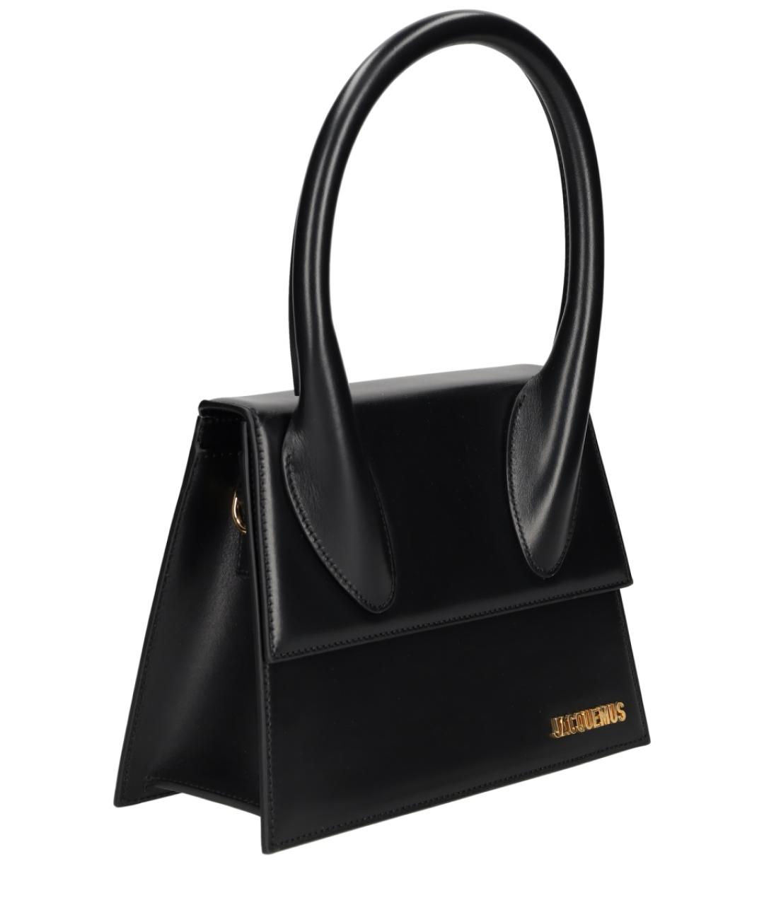 JACQUEMUS Черная кожаная сумка с короткими ручками, фото 5