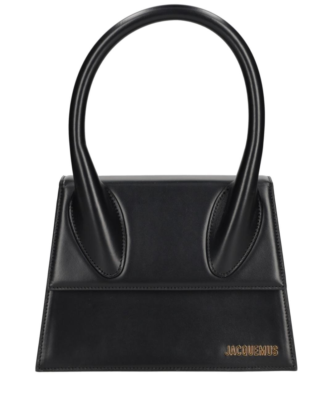 JACQUEMUS Черная кожаная сумка с короткими ручками, фото 1