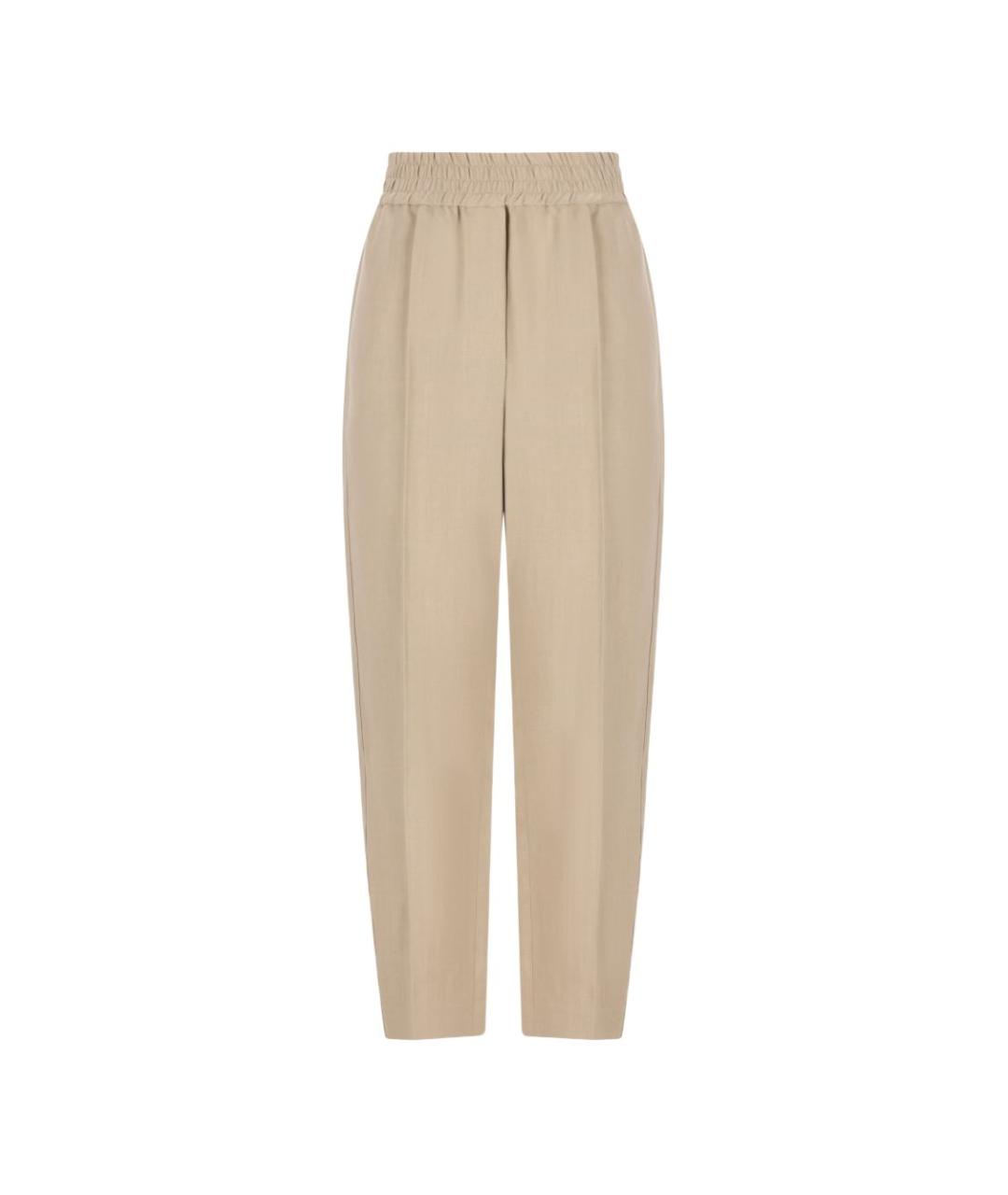 BRUNELLO CUCINELLI Бежевые прямые брюки, фото 1