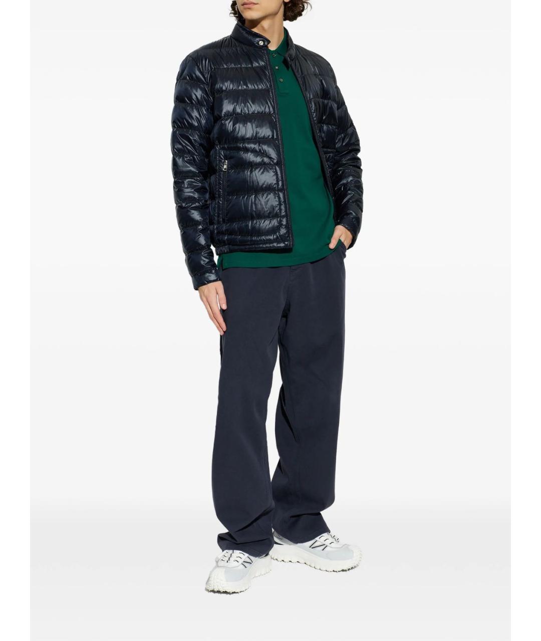 MONCLER Темно-синий полиамидовый пуховик, фото 4