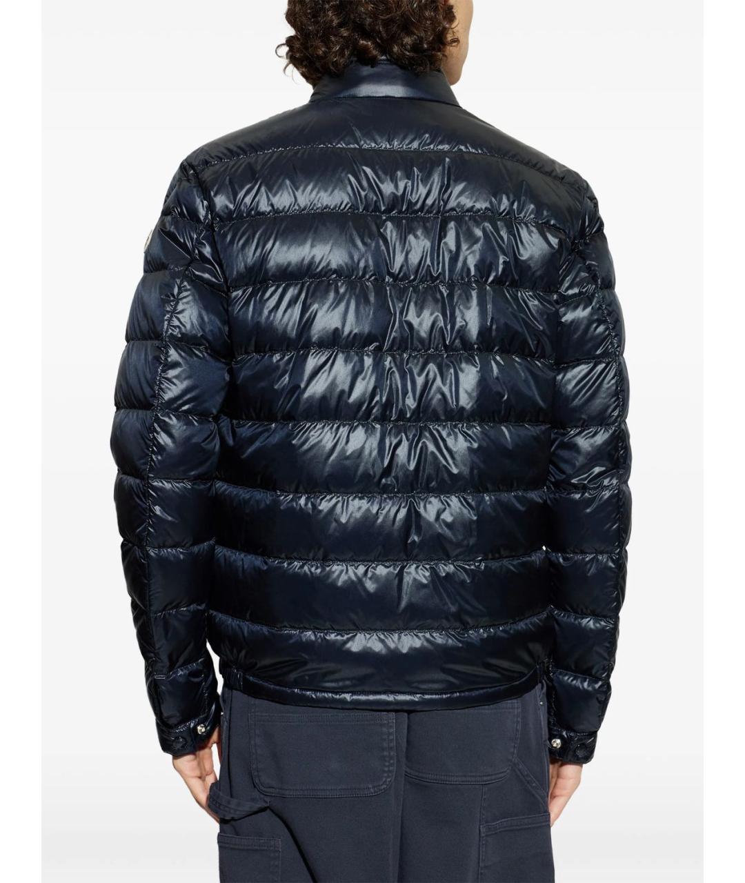 MONCLER Темно-синий полиамидовый пуховик, фото 5