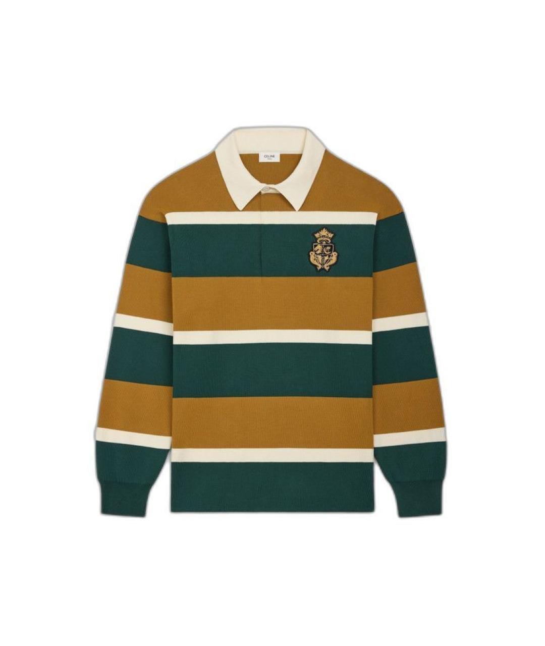 CELINE Мульти хлопковое поло с длинным рукавом, фото 1