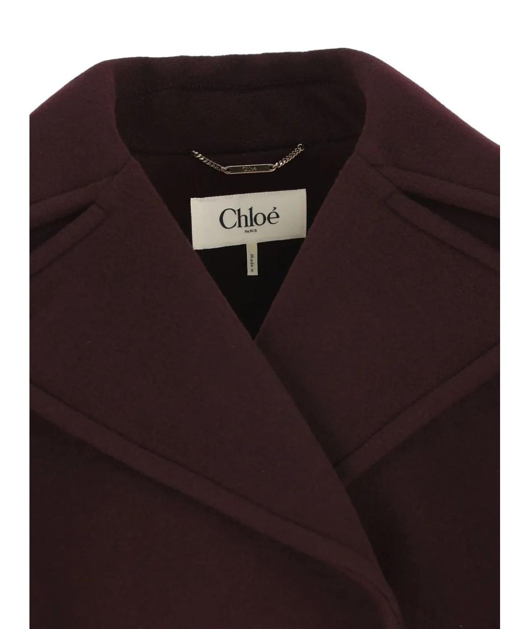 CHLOE Бордовое шерстяное пальто, фото 4