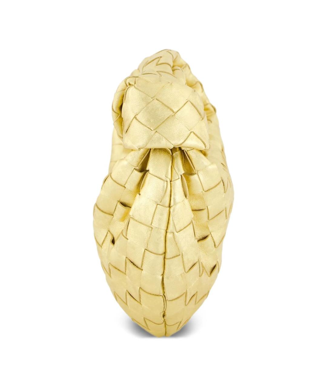 BOTTEGA VENETA Золотая кожаная сумка с короткими ручками, фото 4
