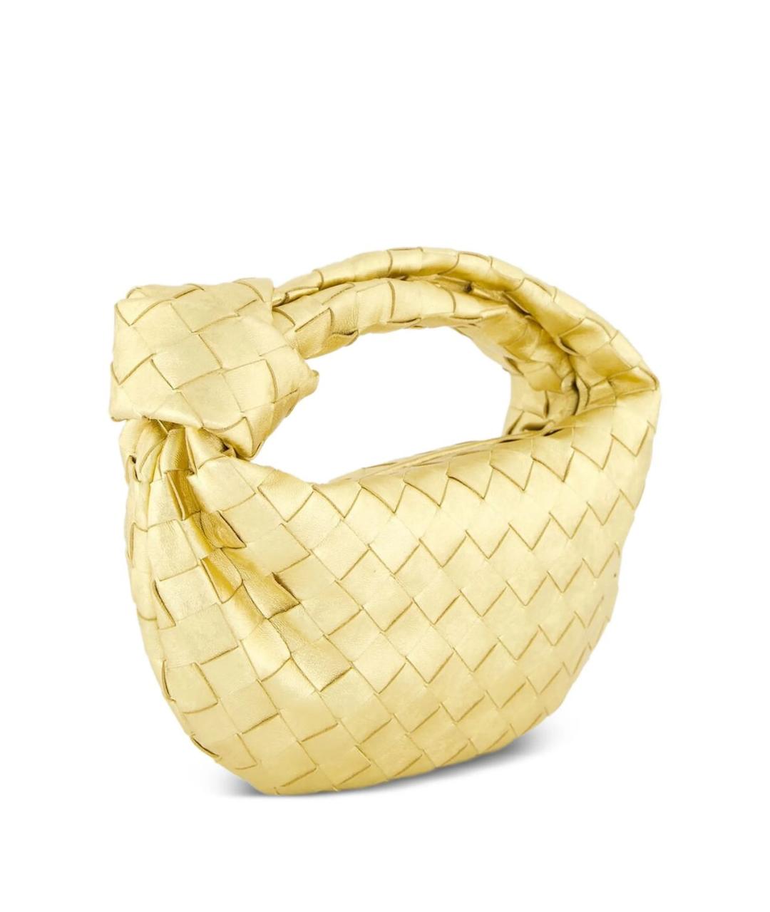 BOTTEGA VENETA Золотая кожаная сумка с короткими ручками, фото 5
