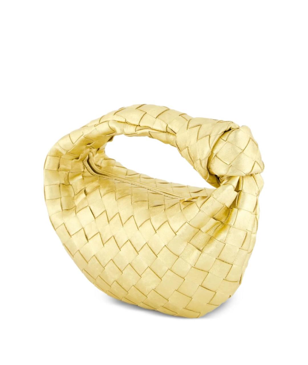 BOTTEGA VENETA Золотая кожаная сумка с короткими ручками, фото 2