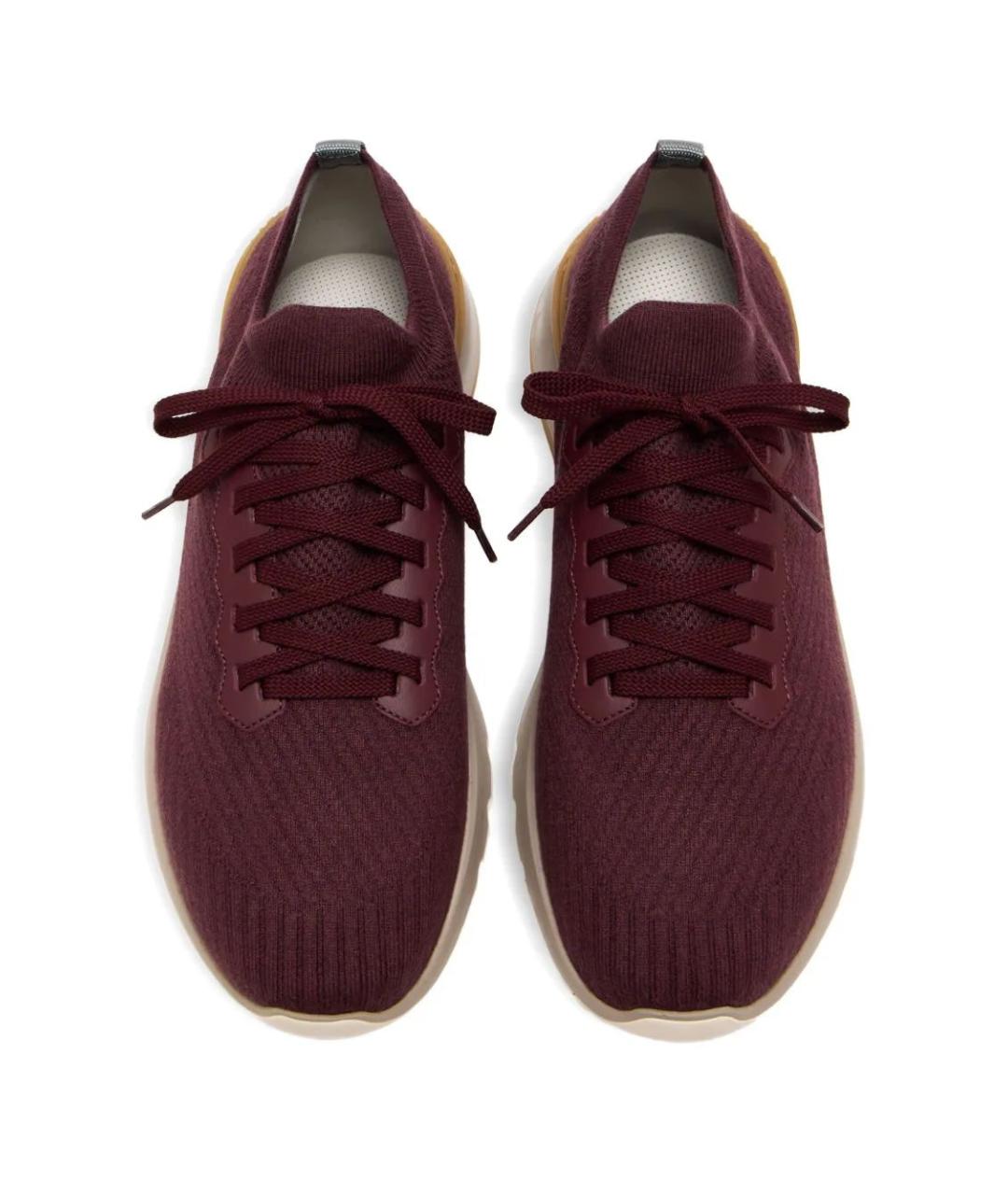 BRUNELLO CUCINELLI Бордовые текстильные низкие кроссовки / кеды, фото 2