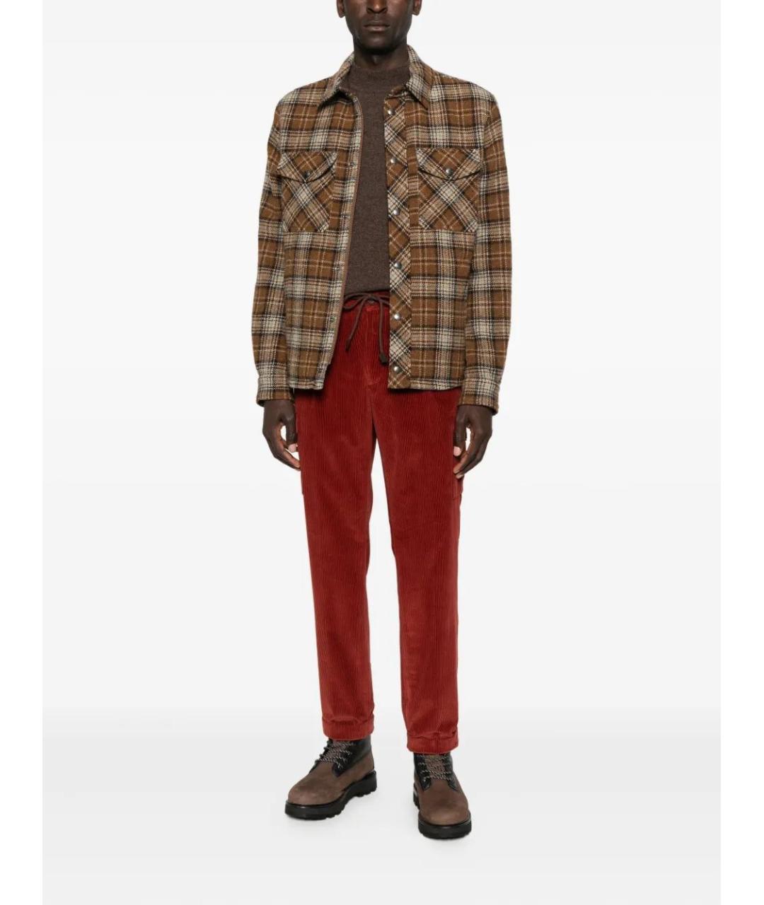 MONCLER Коричневая шерстяная кэжуал рубашка, фото 2