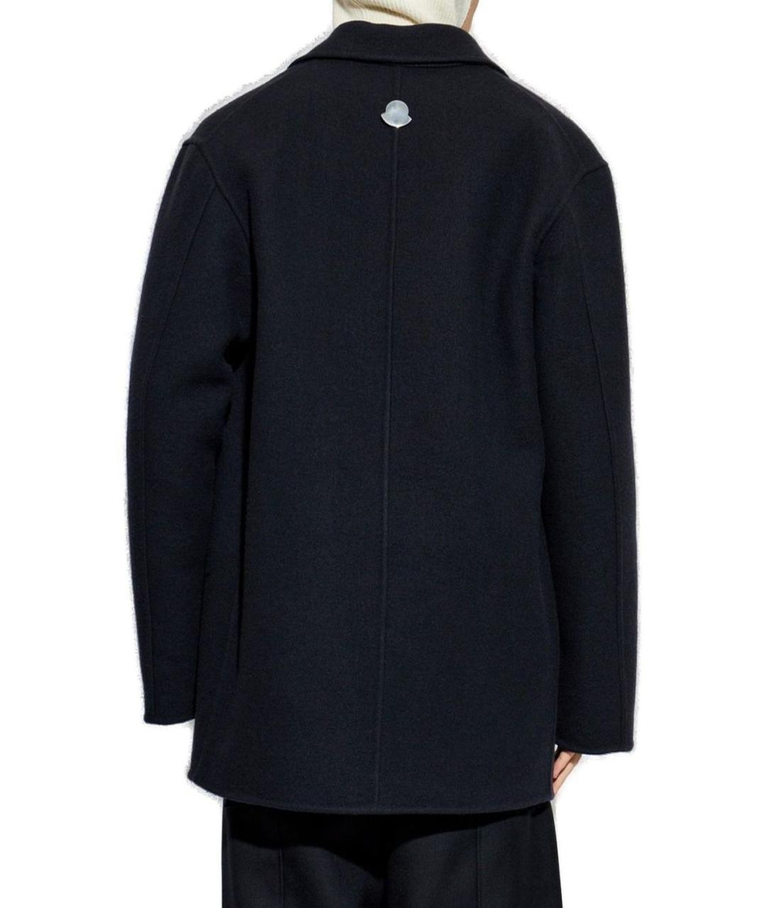 MONCLER Темно-синее шерстяное пальто, фото 3