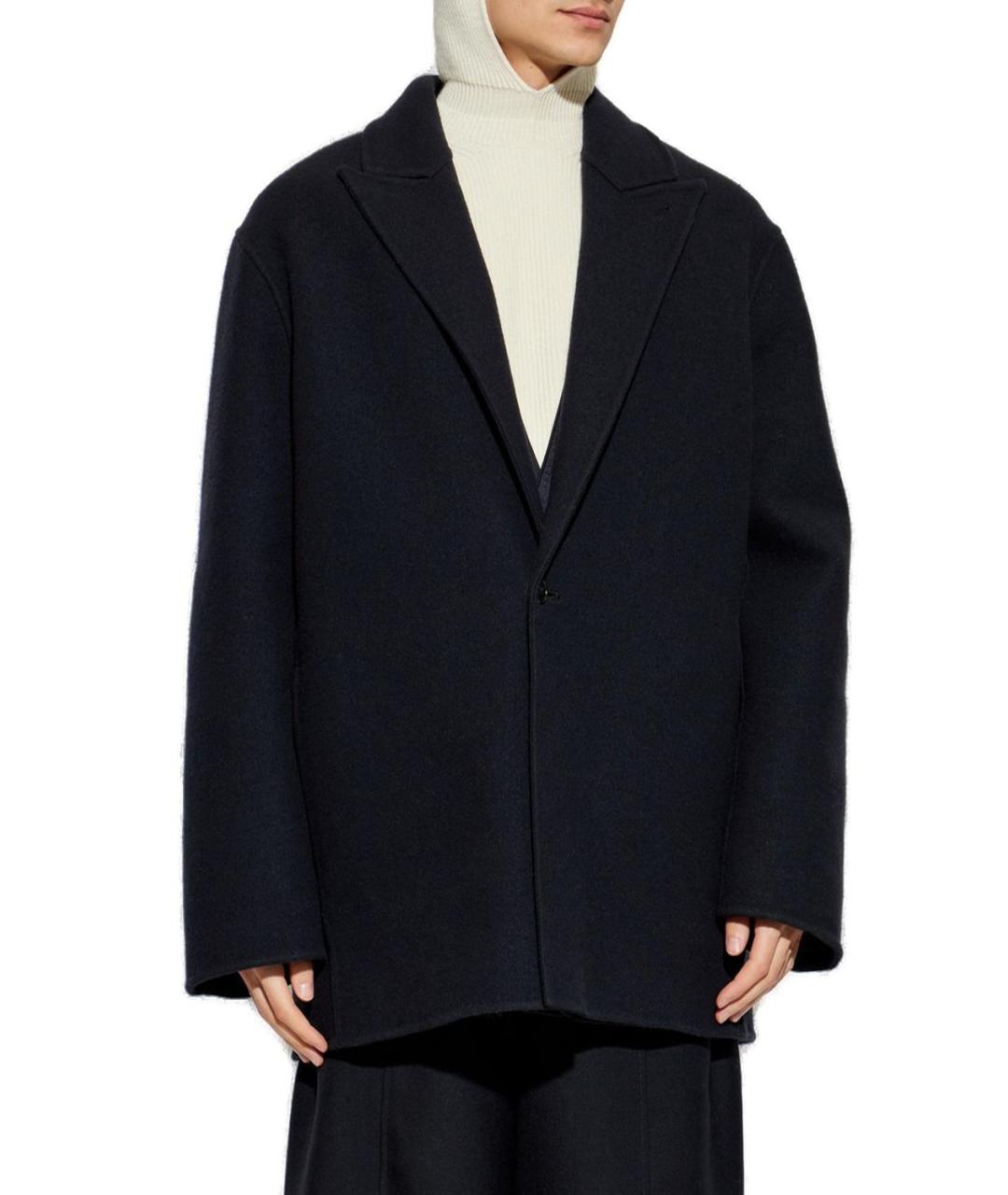 MONCLER Темно-синее шерстяное пальто, фото 2