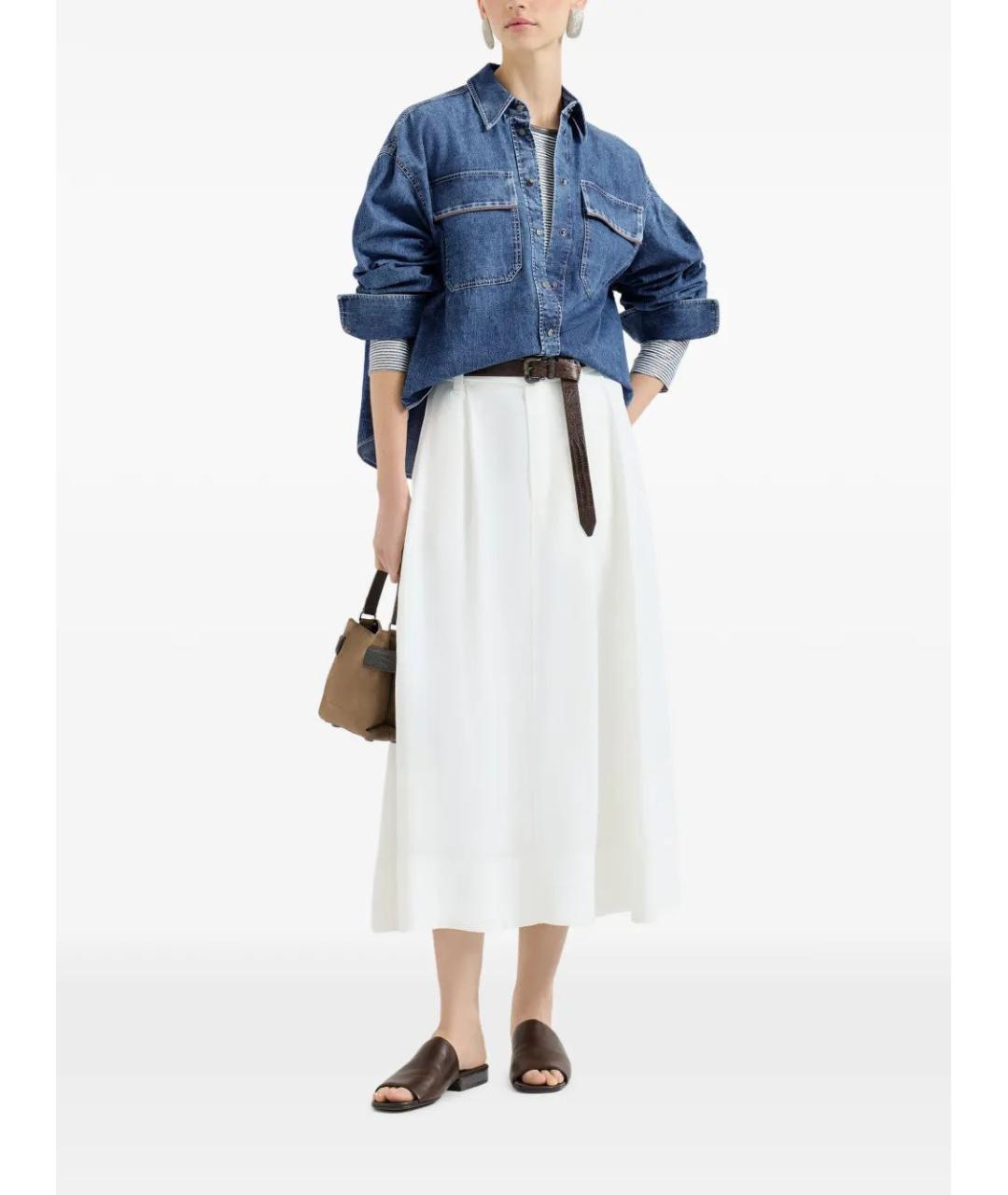 BRUNELLO CUCINELLI Синяя хлопковая рубашка, фото 3