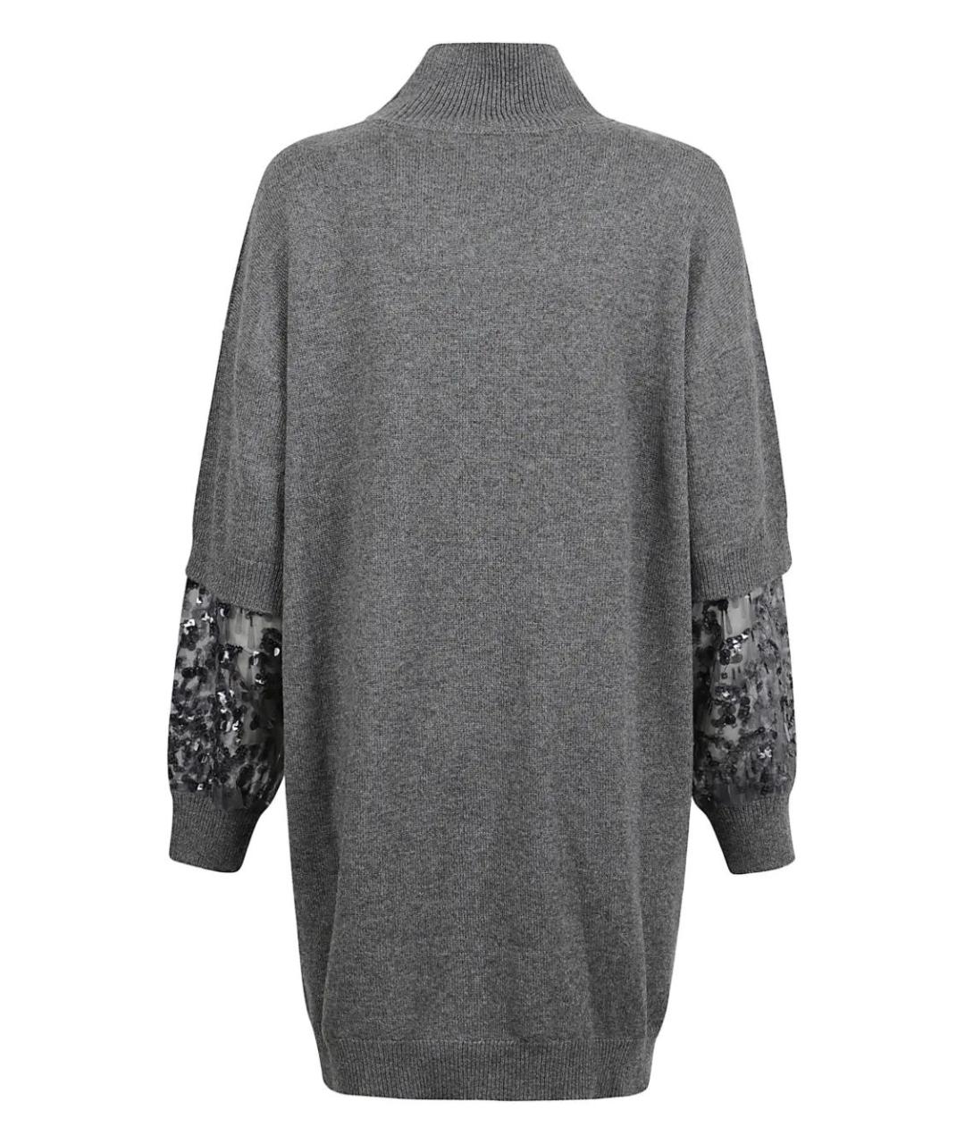 BRUNELLO CUCINELLI Серое кашемировое повседневное платье, фото 2