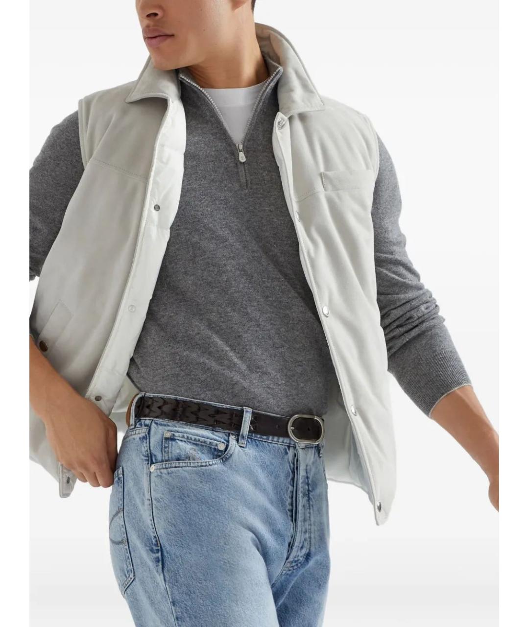 BRUNELLO CUCINELLI Серый кашемировый джемпер / свитер, фото 3