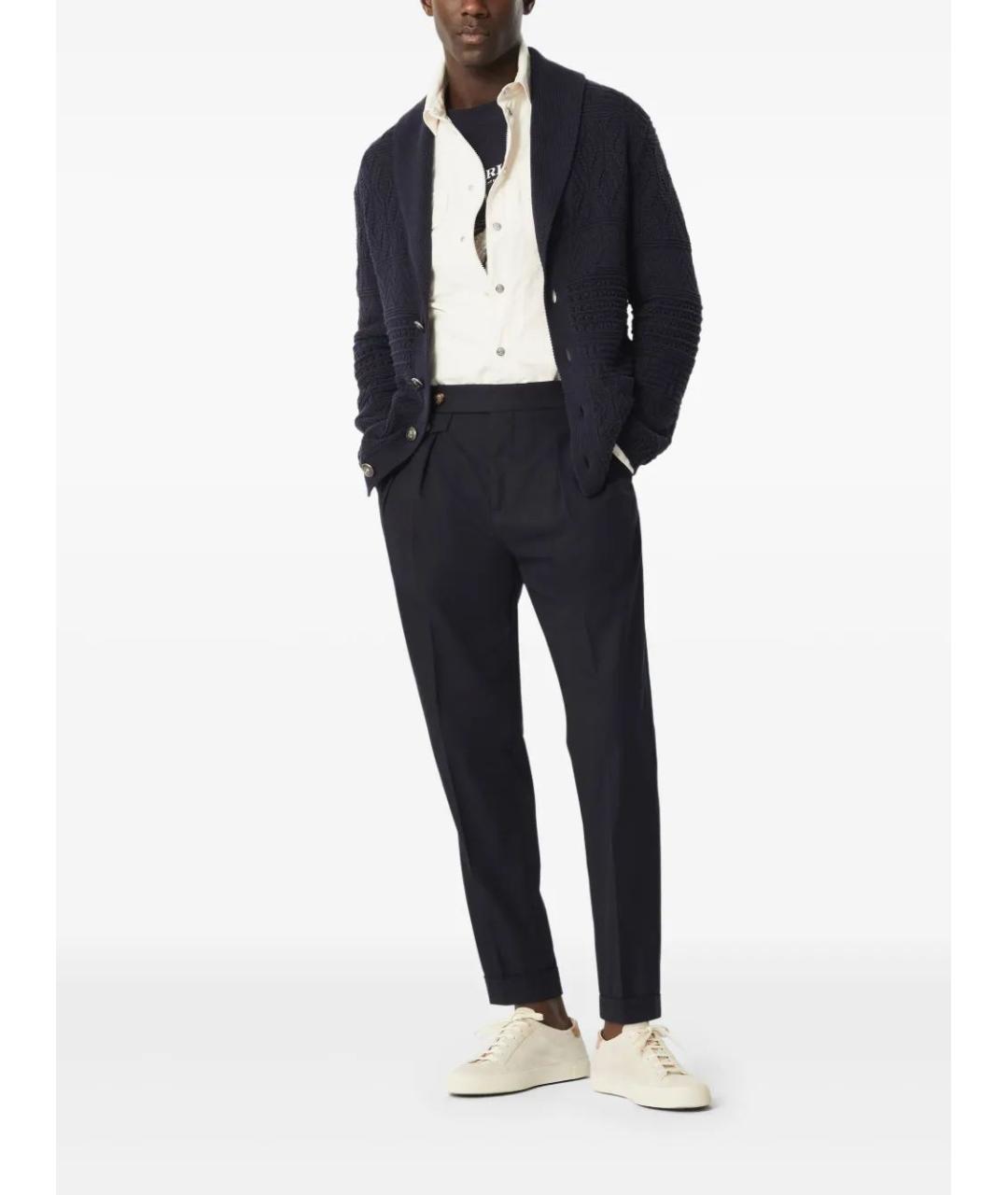 BRUNELLO CUCINELLI Темно-синие хлопковые повседневные брюки, фото 2