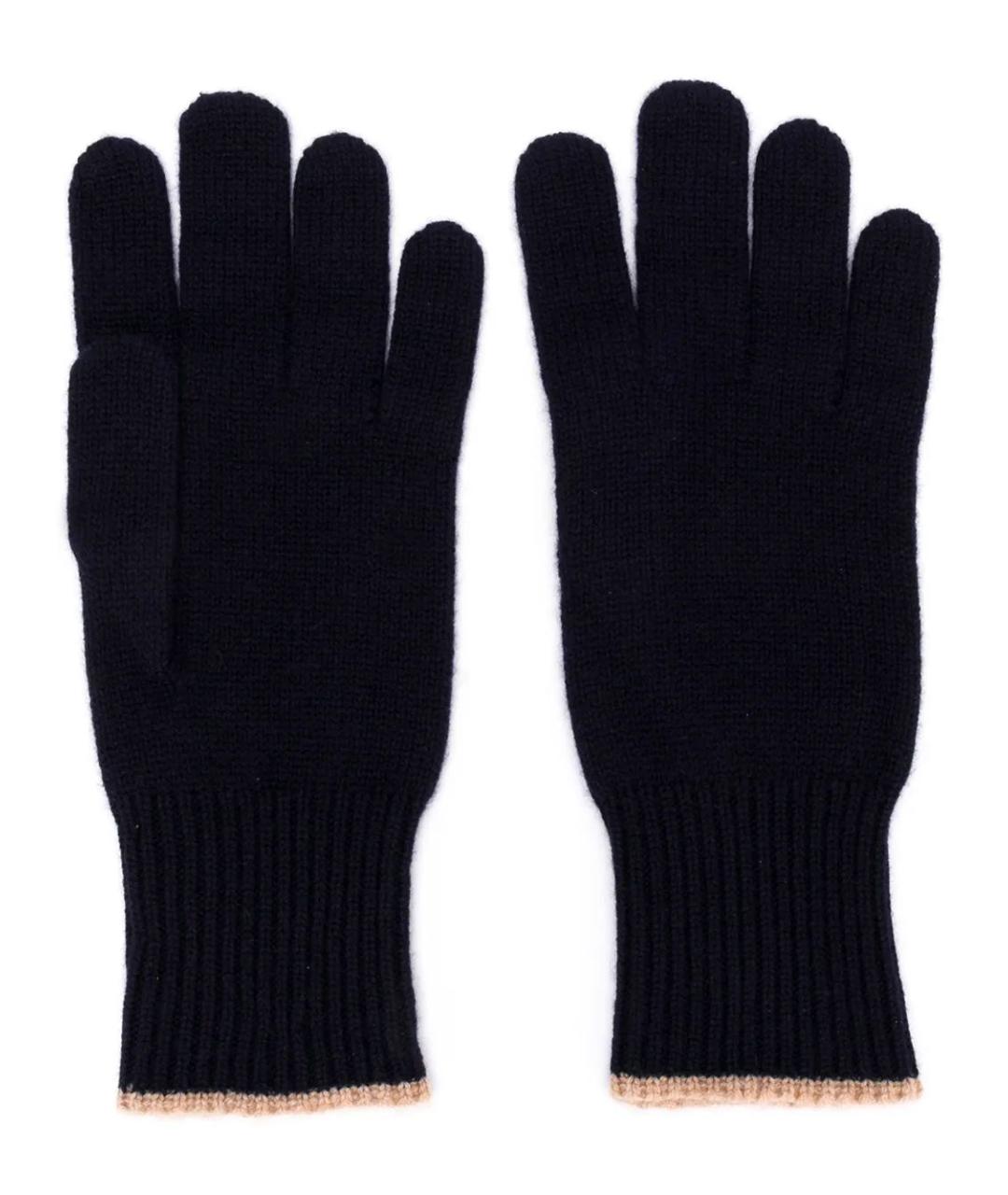 BRUNELLO CUCINELLI Темно-синие кашемировые перчатки, фото 1