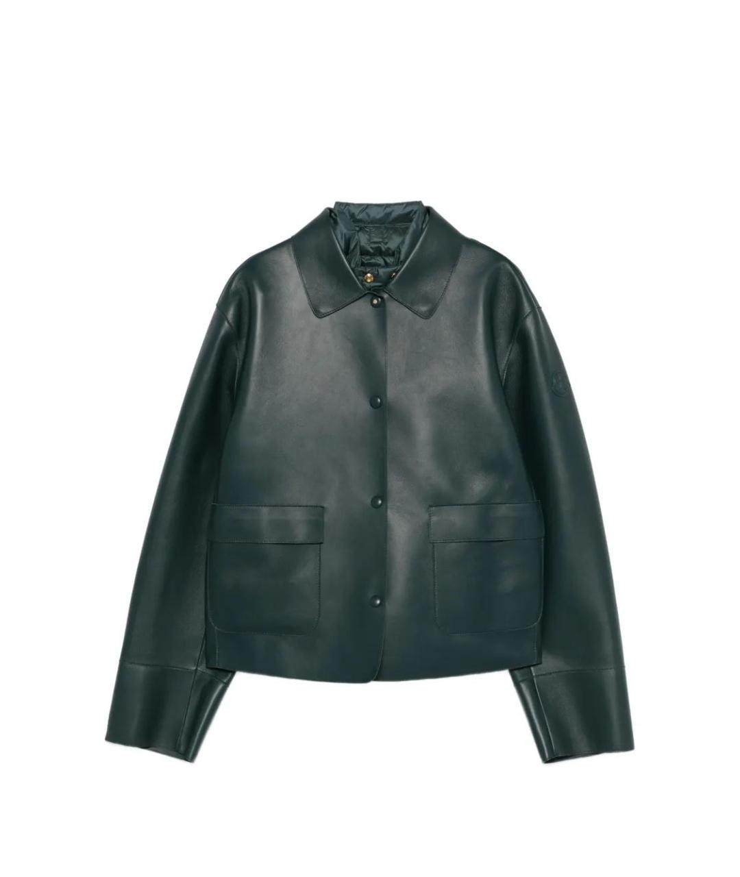 MONCLER Зеленая кожаная куртка, фото 1