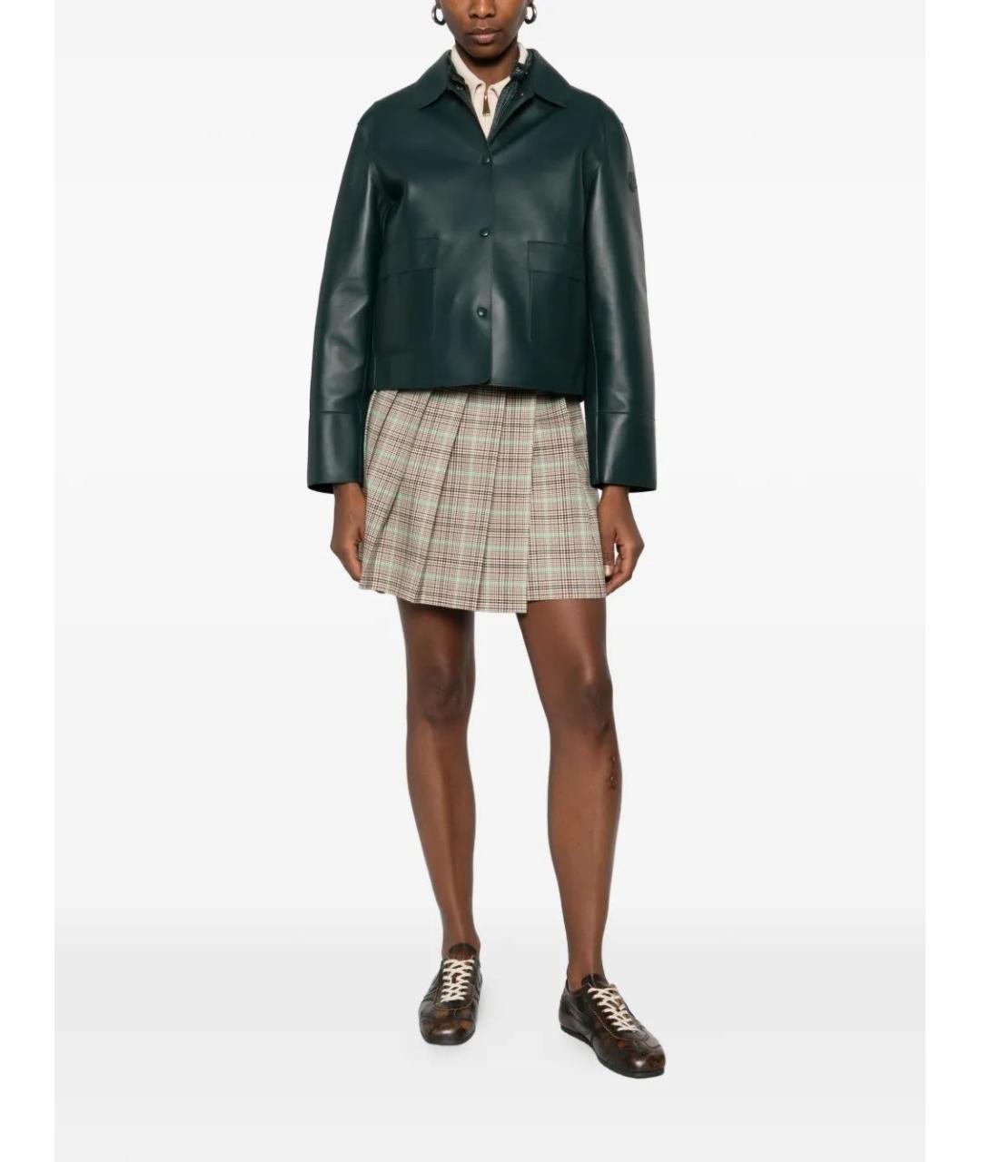 MONCLER Зеленая кожаная куртка, фото 2