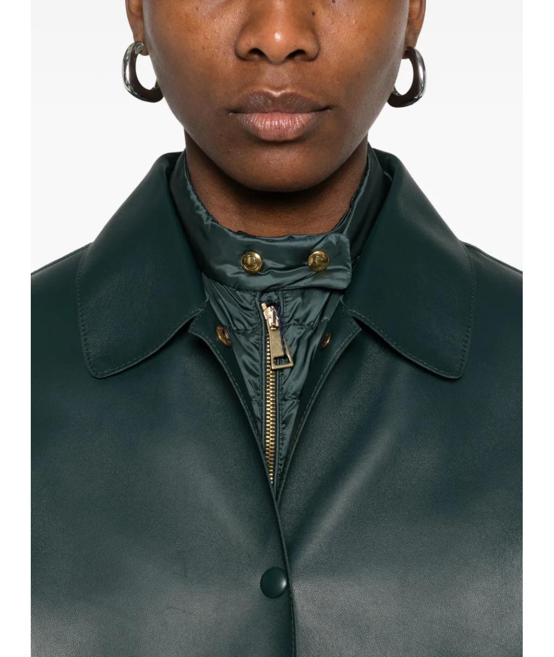 MONCLER Зеленая кожаная куртка, фото 5
