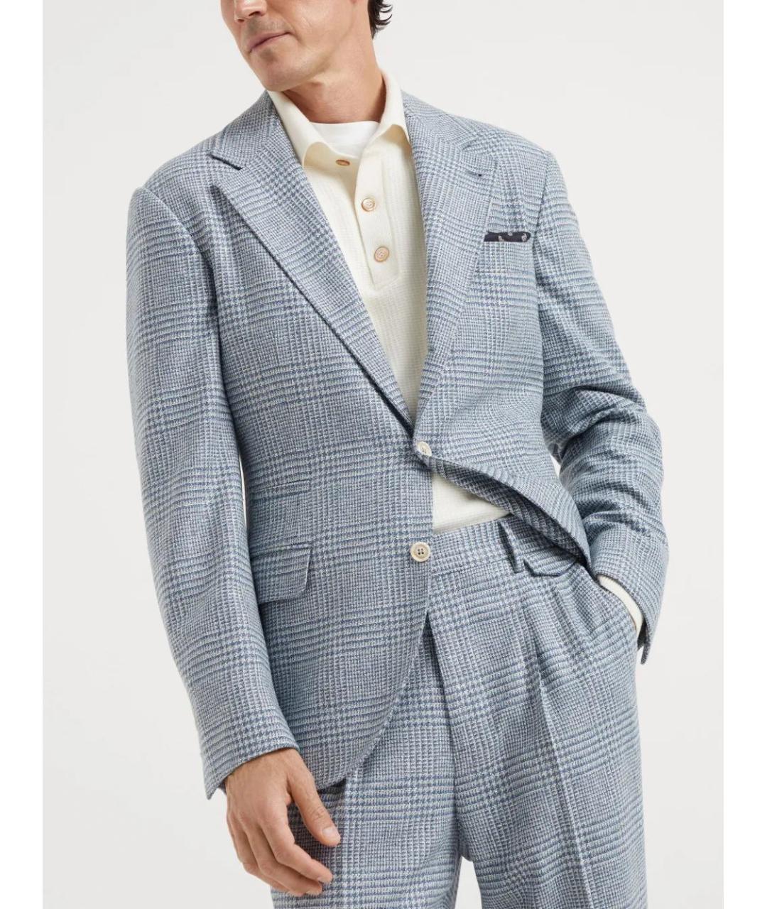 BRUNELLO CUCINELLI Голубой кашемировый пиджак, фото 3