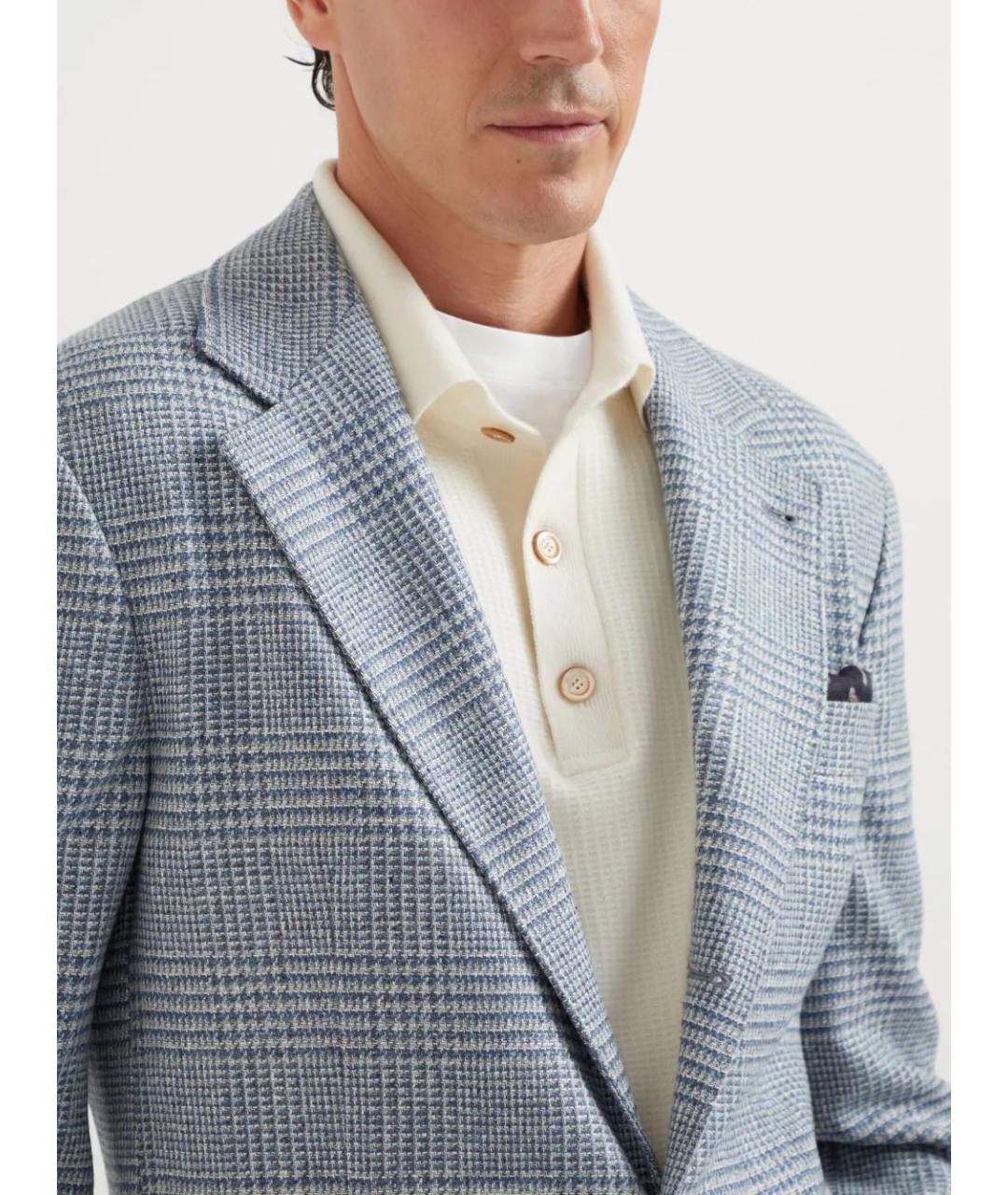 BRUNELLO CUCINELLI Голубой кашемировый пиджак, фото 5