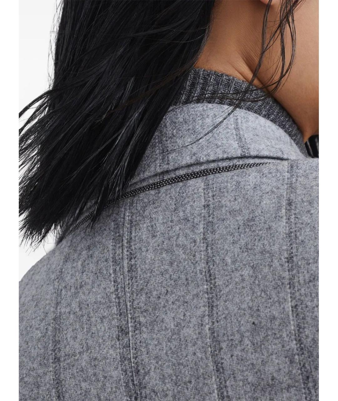 BRUNELLO CUCINELLI Серый шерстяной жакет/пиджак, фото 5