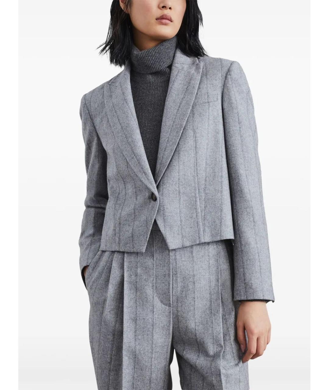 BRUNELLO CUCINELLI Серый шерстяной жакет/пиджак, фото 3