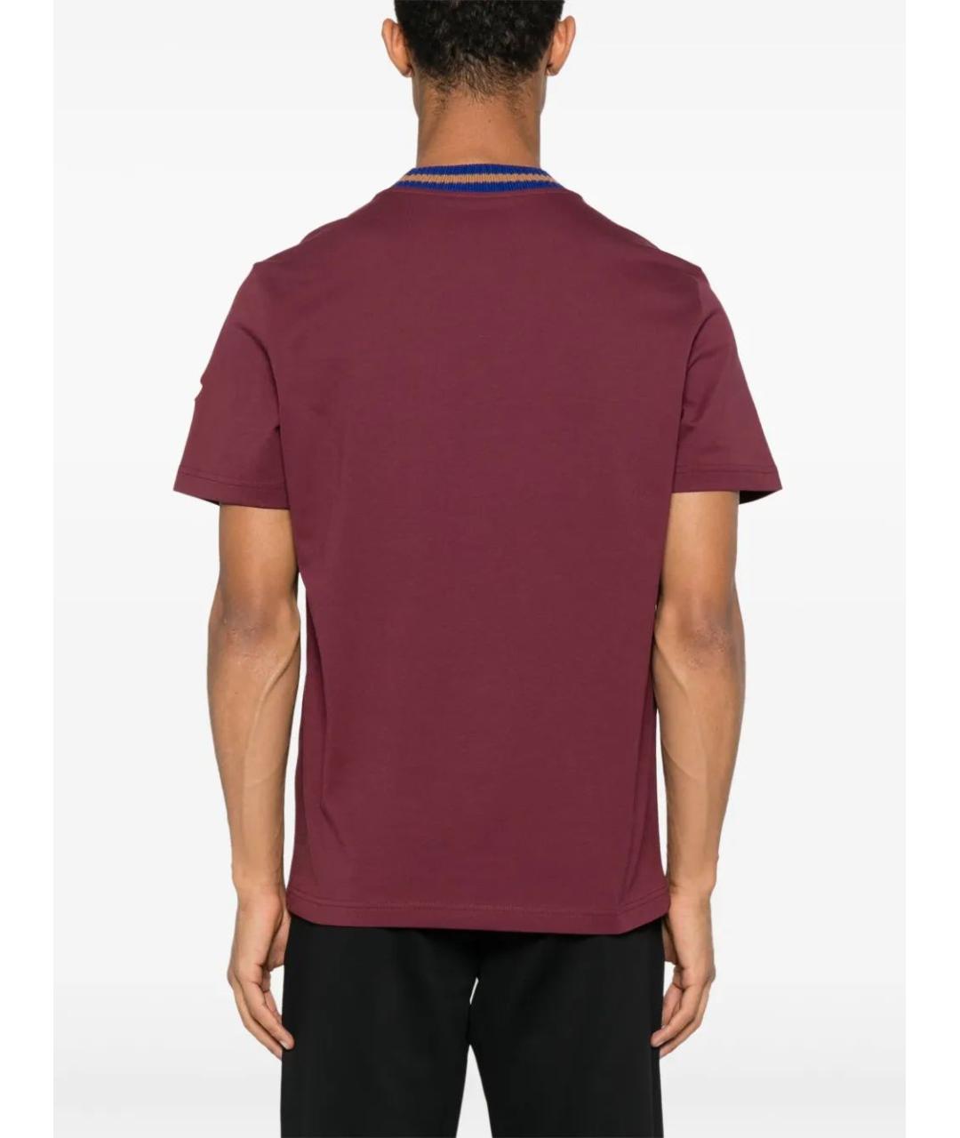 MONCLER Бордовая хлопковая футболка, фото 3