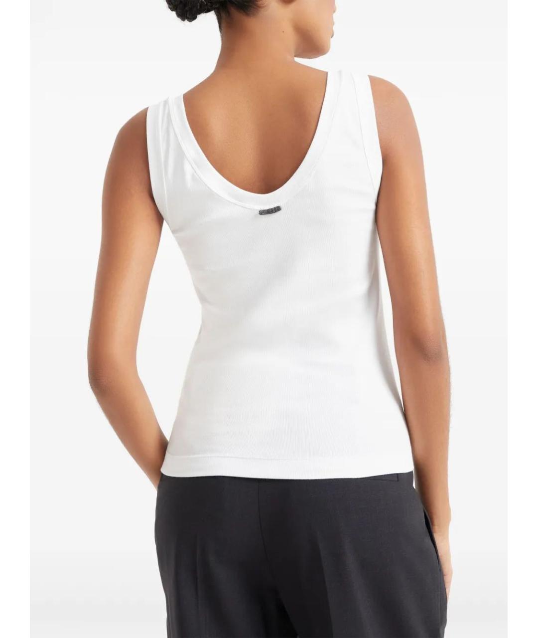 BRUNELLO CUCINELLI Белая хлопковая майка, фото 3