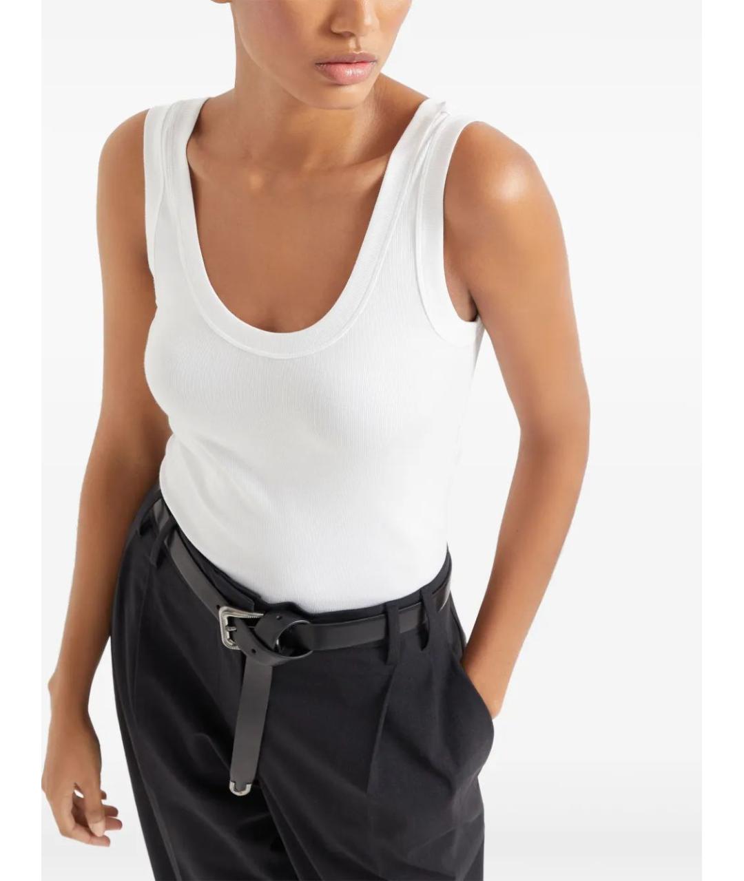 BRUNELLO CUCINELLI Белая хлопковая майка, фото 4