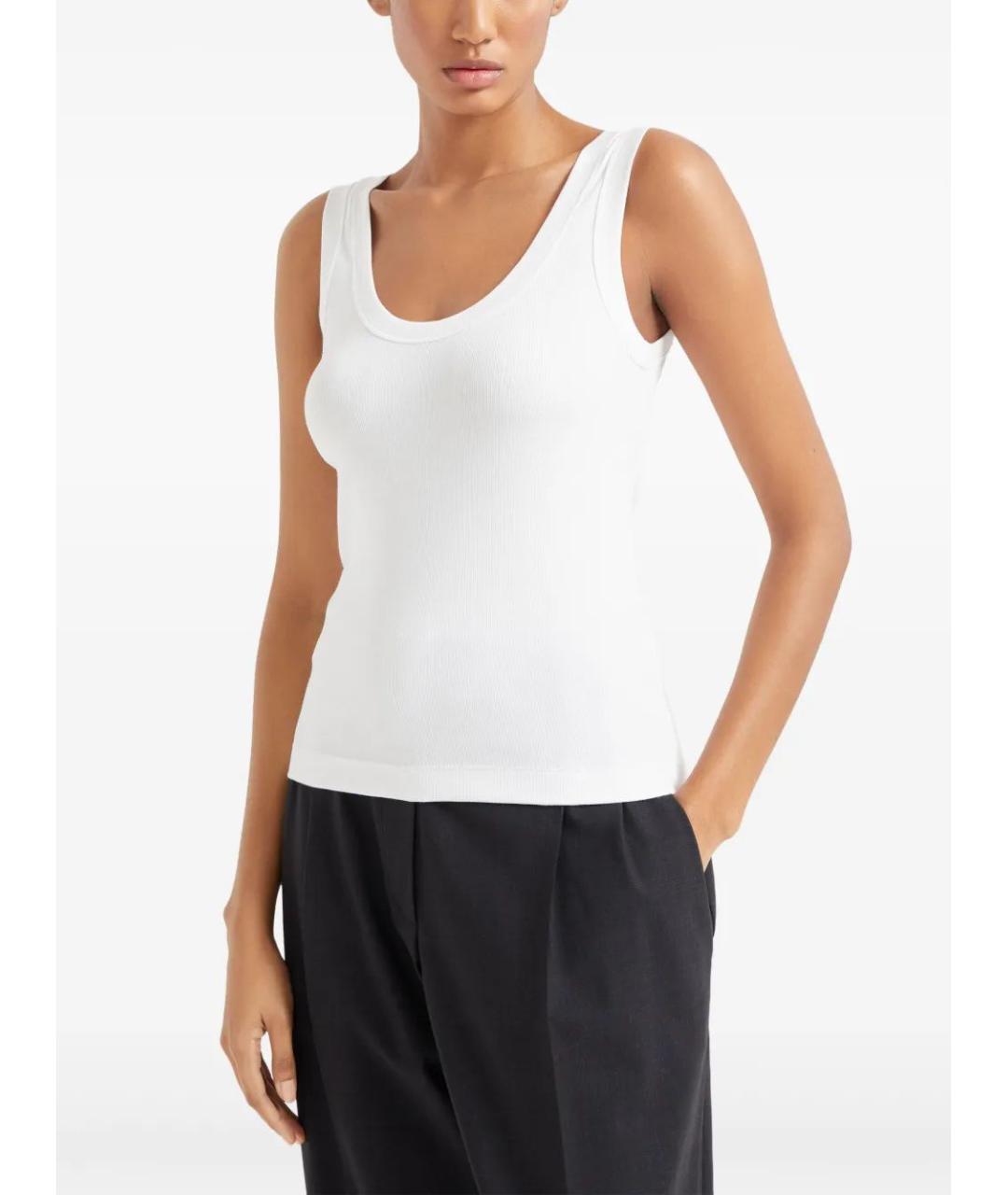 BRUNELLO CUCINELLI Белая хлопковая майка, фото 2