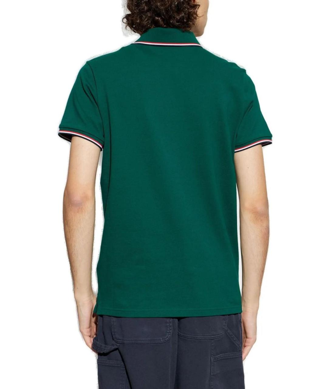 MONCLER Зеленые хлопковое поло с коротким рукавом, фото 3