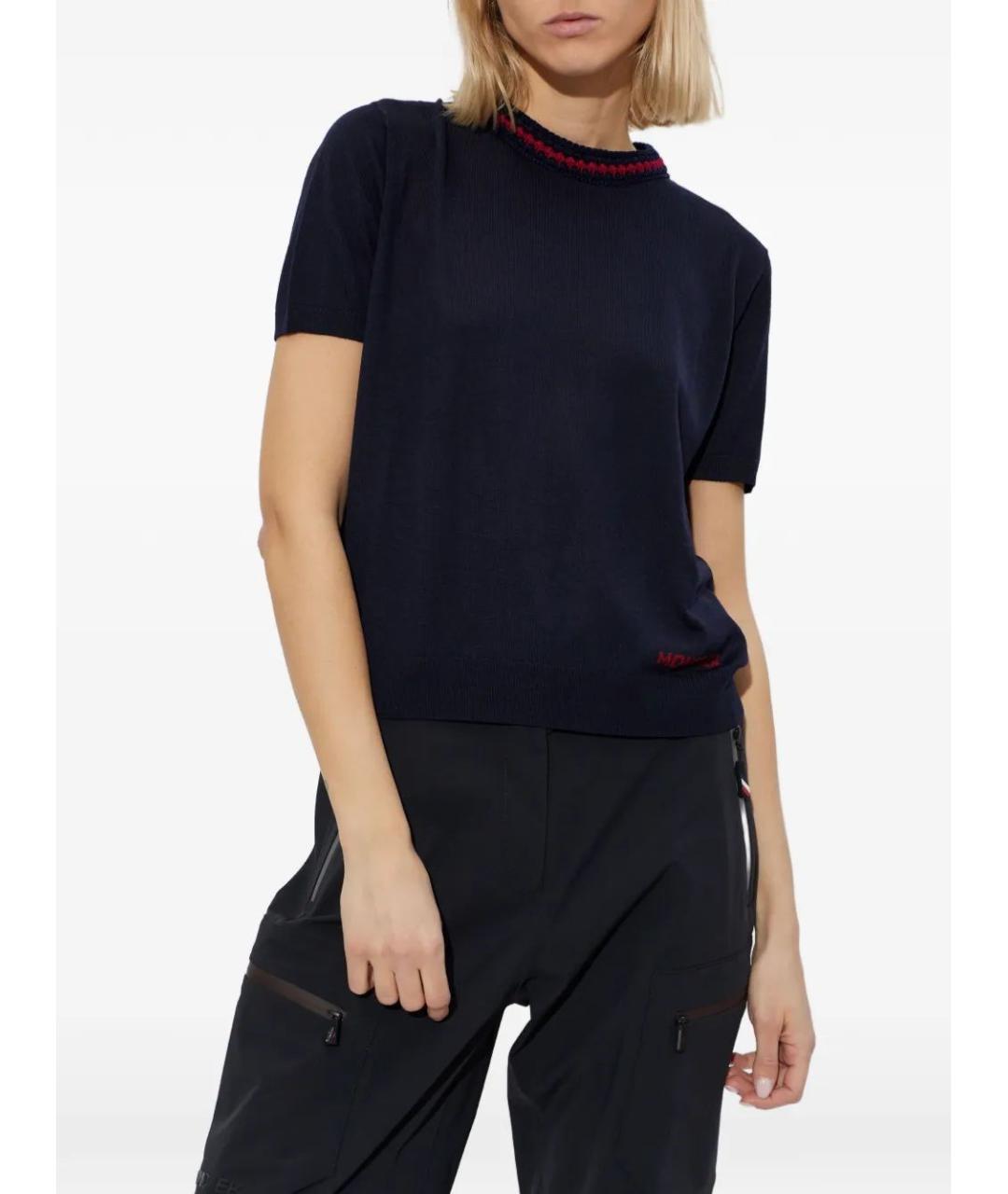 MONCLER Темно-синий шерстяной джемпер / свитер, фото 2