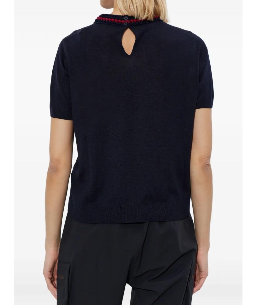 MONCLER Темно-синий шерстяной джемпер / свитер, фото 3