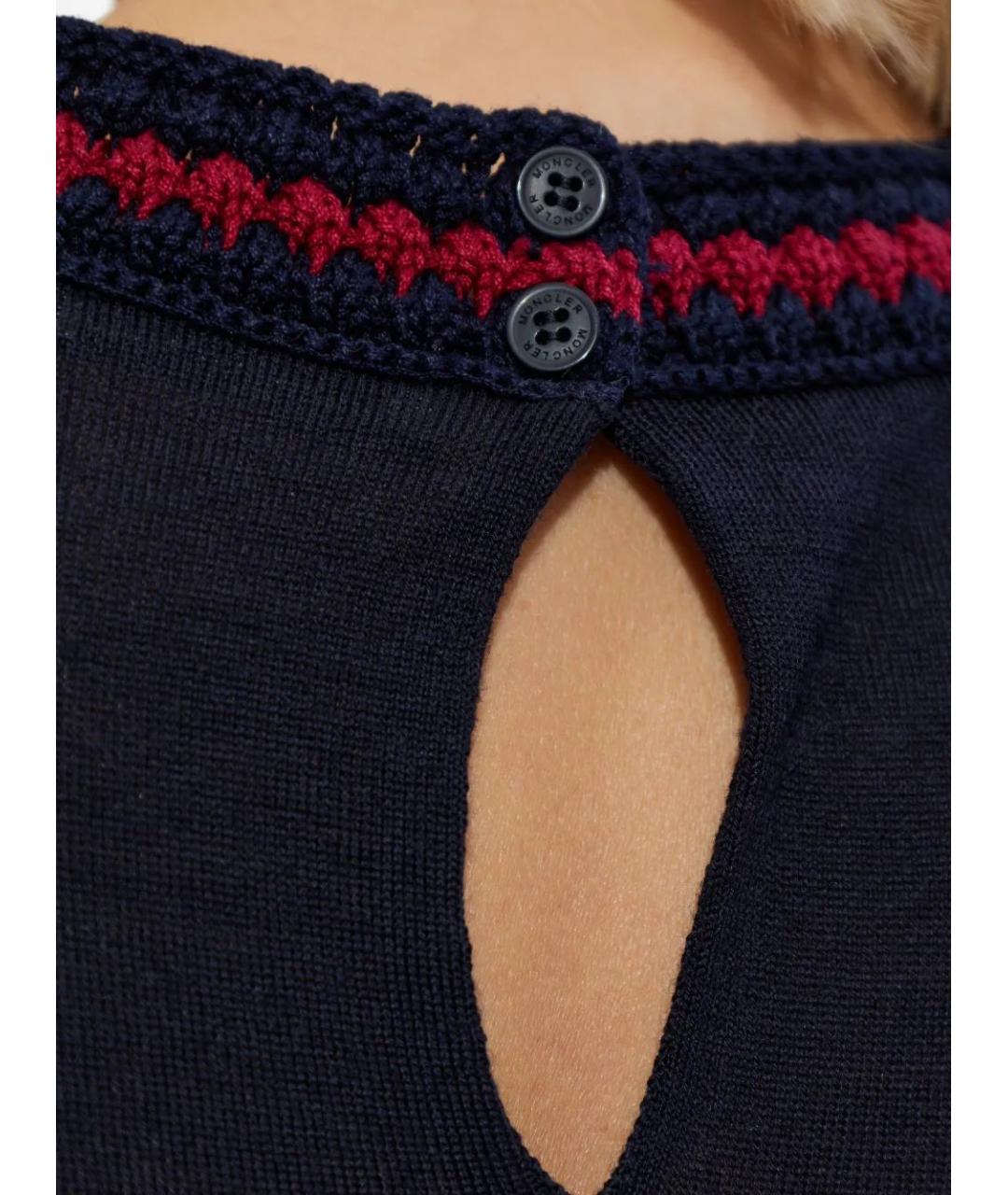 MONCLER Темно-синий шерстяной джемпер / свитер, фото 4