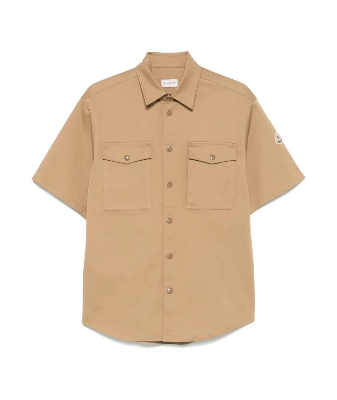 MONCLER Бежевая хлопковая кэжуал рубашка, фото 1