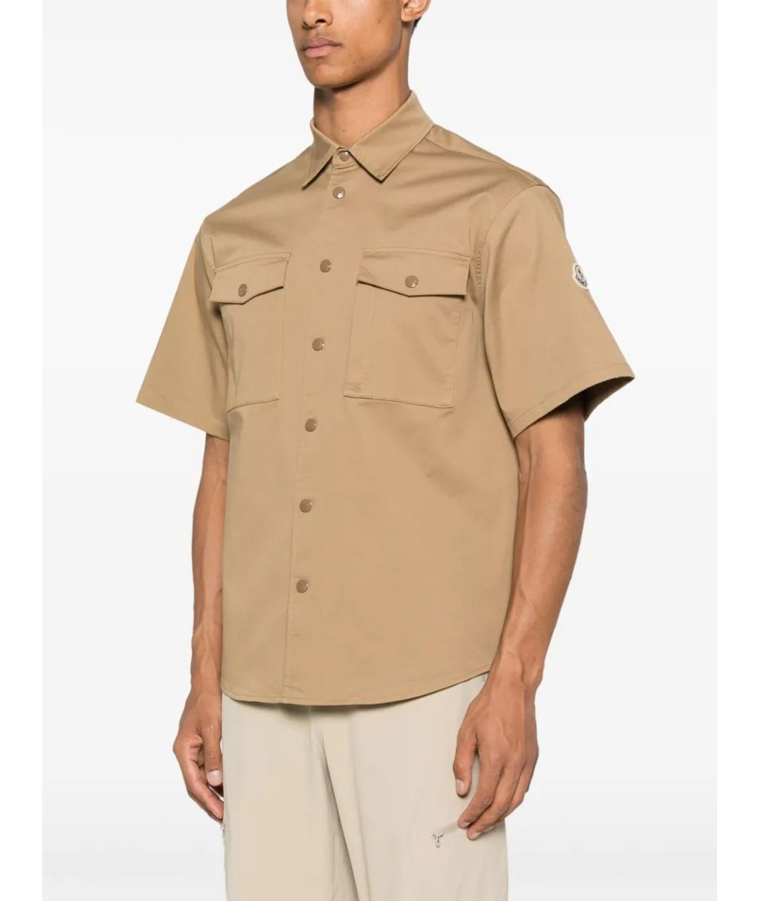 MONCLER Бежевая хлопковая кэжуал рубашка, фото 3