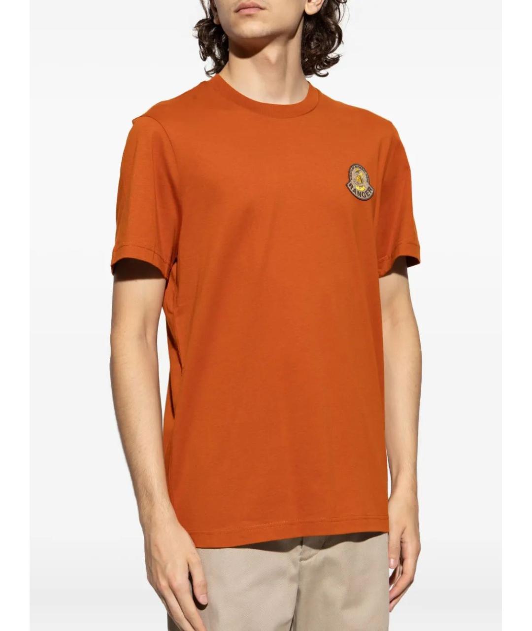 MONCLER Оранжевая хлопковая футболка, фото 2