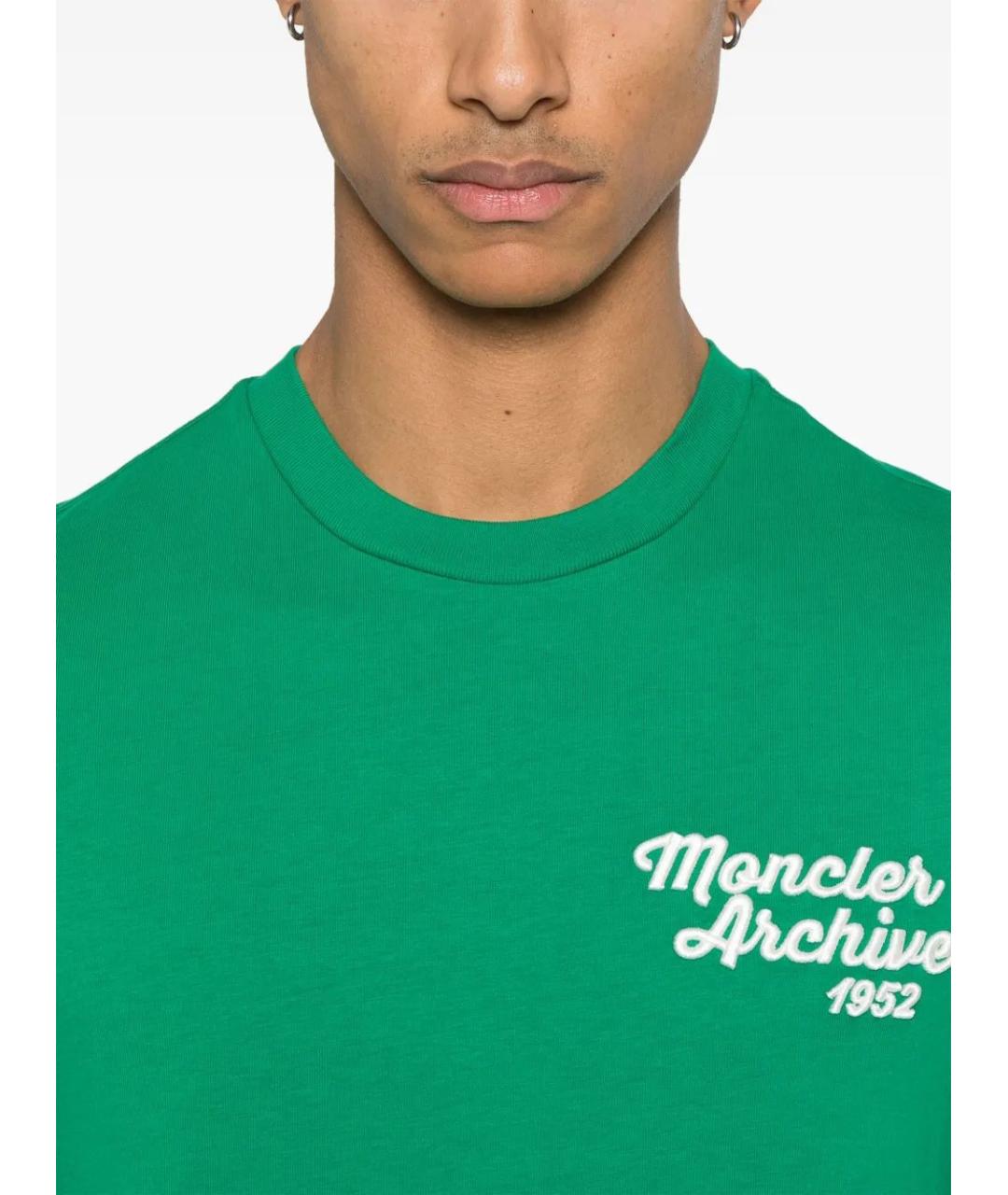 MONCLER Зеленая хлопковая футболка, фото 4