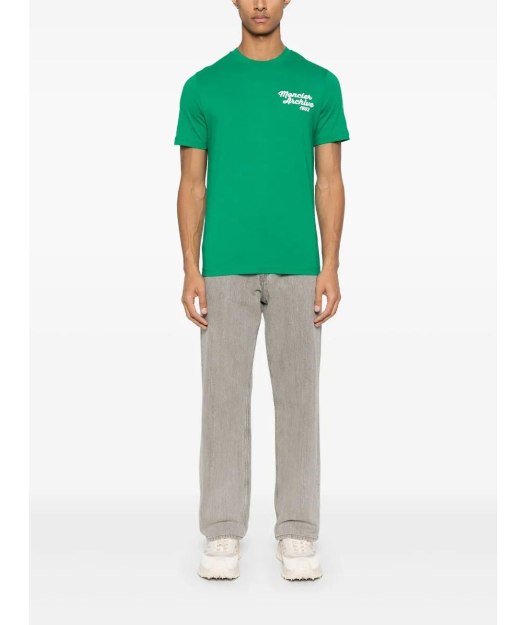 MONCLER Зеленая хлопковая футболка, фото 2