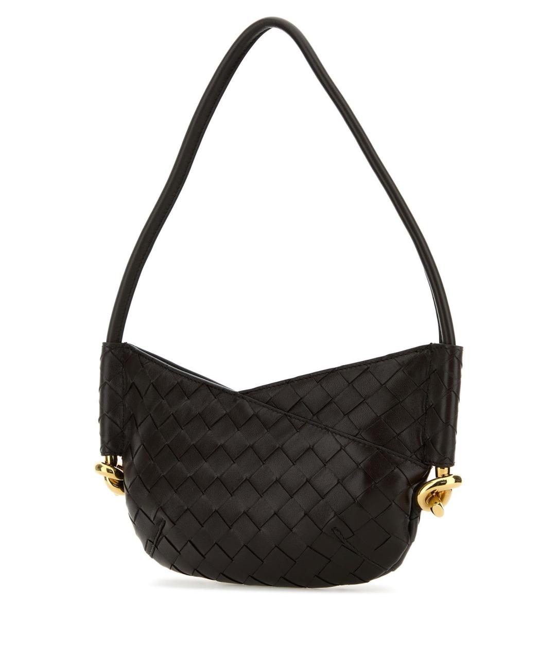 BOTTEGA VENETA Черная кожаная сумка через плечо, фото 2