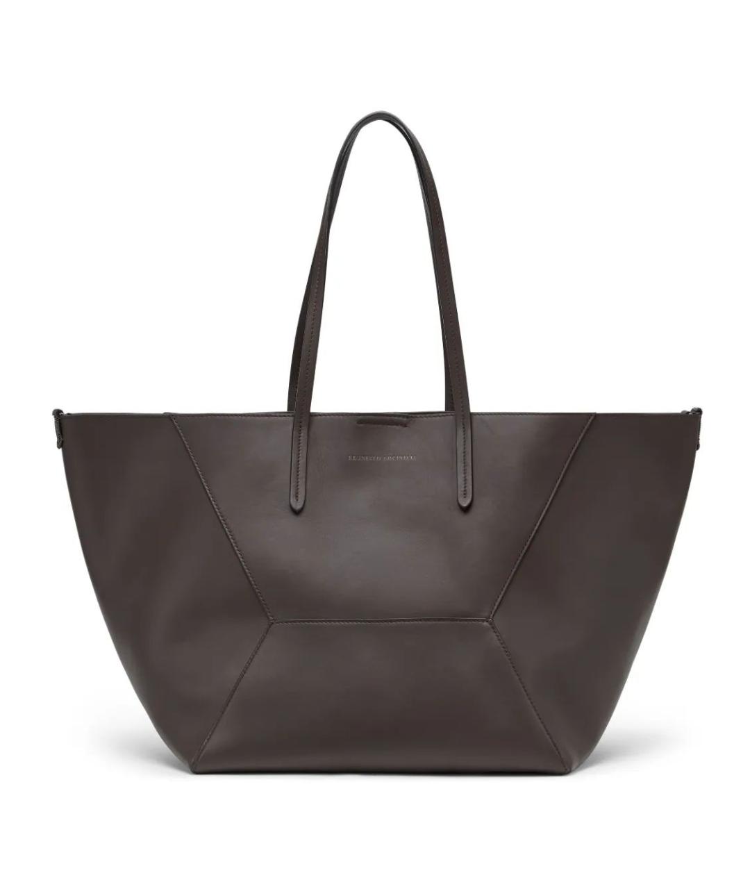 BRUNELLO CUCINELLI Коричневая кожаная сумка тоут, фото 1