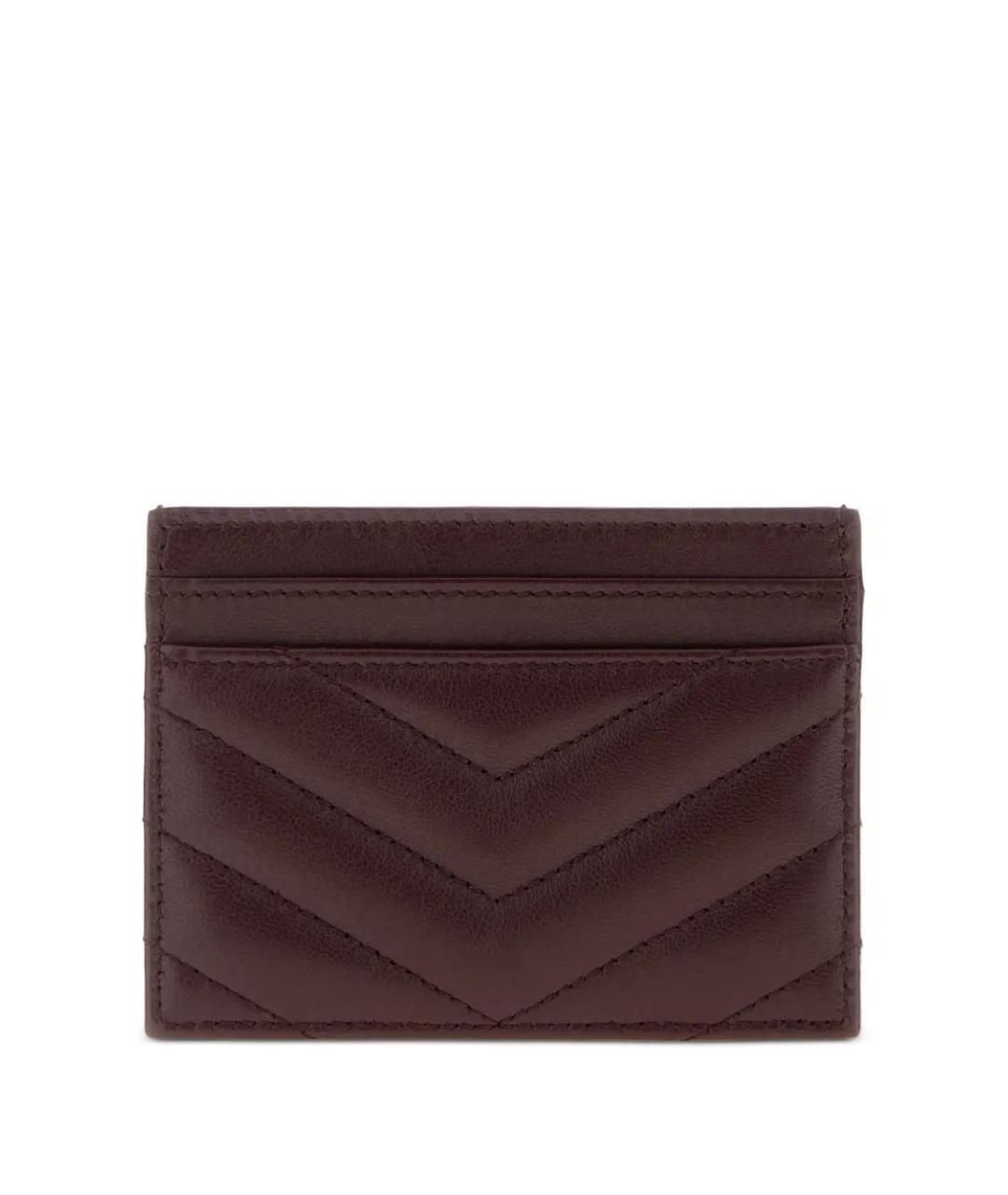 SAINT LAURENT Бордовый кожаный кардхолдер, фото 2