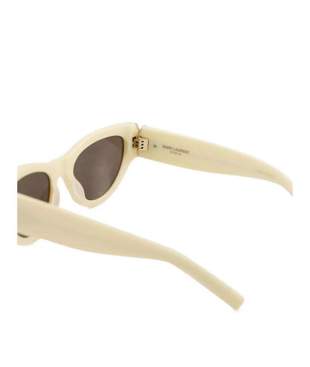 SAINT LAURENT Бежевые пластиковые солнцезащитные очки, фото 4