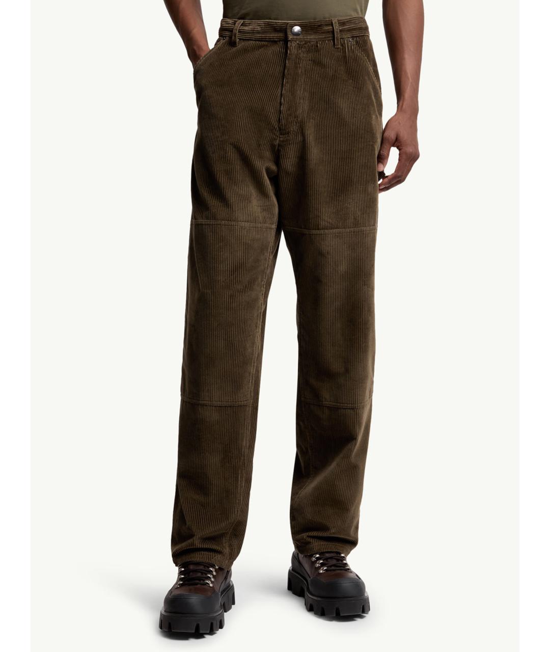 MONCLER Коричневые хлопковые повседневные брюки, фото 3