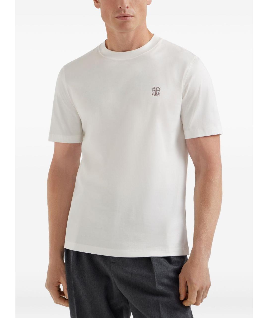 BRUNELLO CUCINELLI Белая хлопковая футболка, фото 3