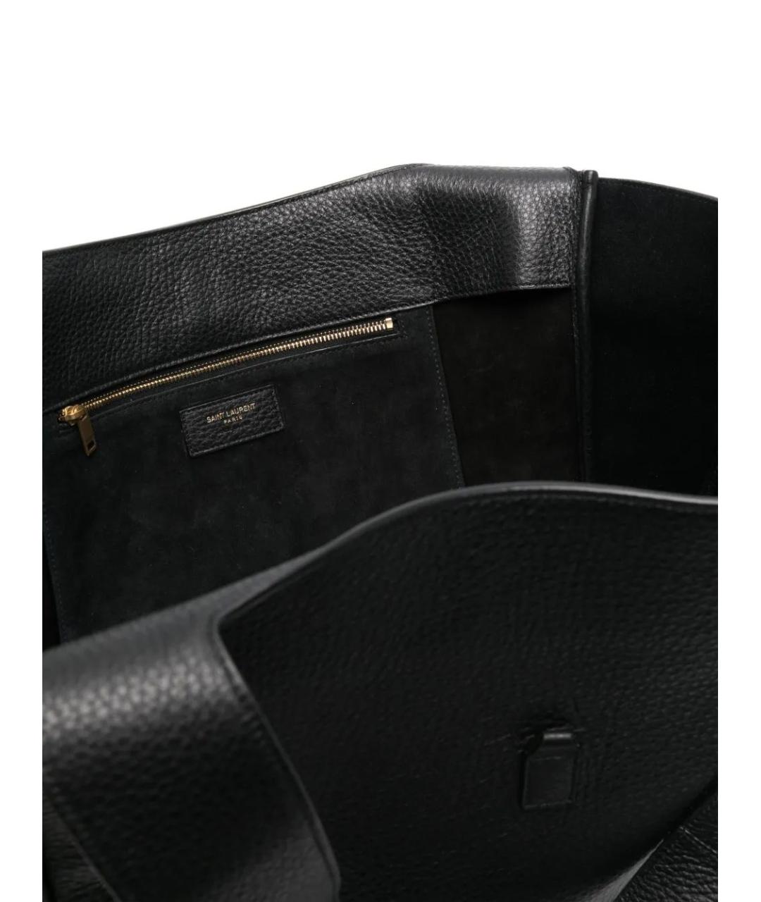 SAINT LAURENT Черная кожаная сумка тоут, фото 5